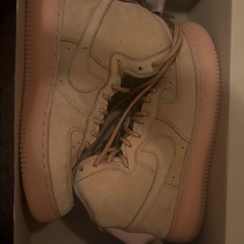 Nike High-Top Sneakers in Beige with Gum Sole